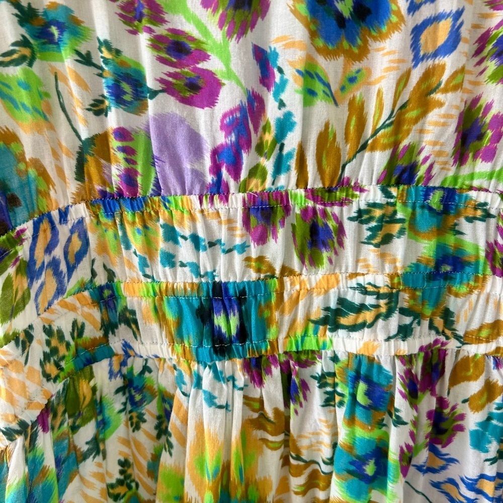Johnny Was Ikat Bloom Tiered Floral Print Midi Dress Size Small - Picture 10 of 12